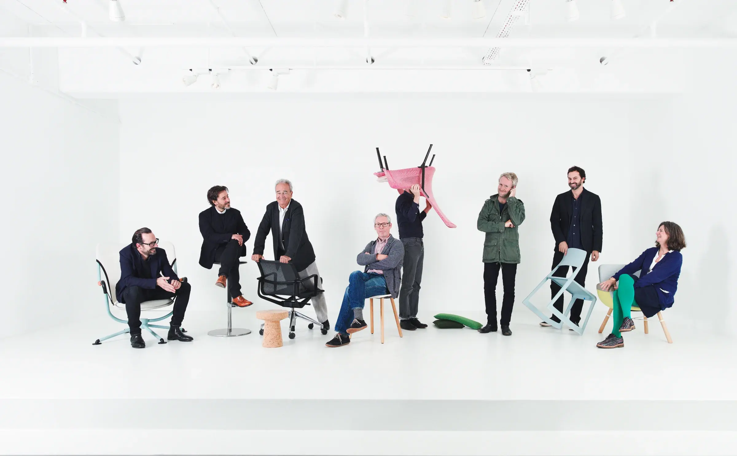 Vitra designers portrait in Weil am Rhein, Germany, featuring Konstantin Grcic, Jasper Morrison and the Bouroullec brothers, Photography Julien Lanoo