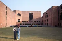 Louis Kahn's Indian Institute of Management in Ahmedabad, with brick geometry and deep shadows, Photography Julien Lanoo