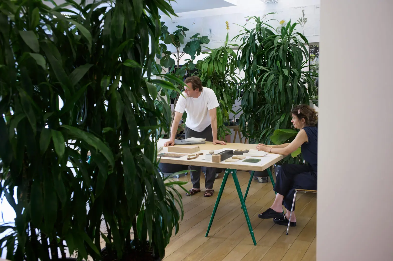 Bureau Bas Smets studio interior in Brussels, Belgium, with work surfaces and architectural materials