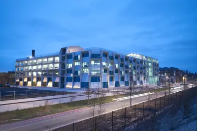 La Tossée Business Incubator and Silo Parking, Tourcoing, France, with a strong grid-like industrial façade