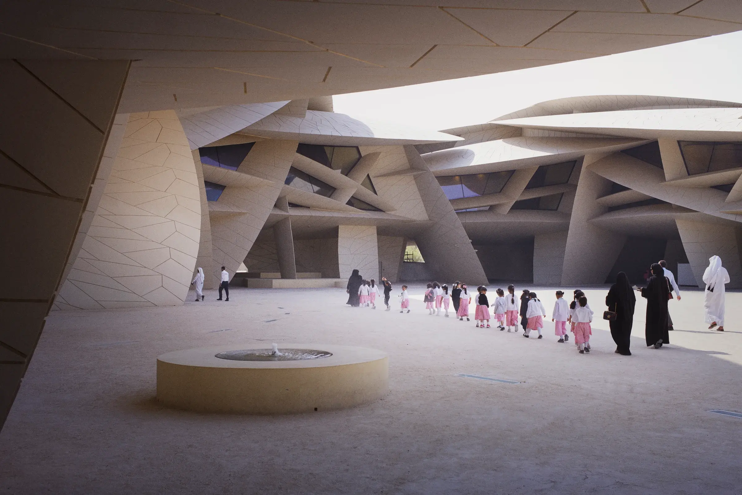MNoQ by Ateliers Jean Nouvel in Doha, Qatar, with mineral surfaces and strong light and shade, Photography Julien Lanoo