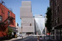 OMA New Museum Expansion on the Bowery in New York, showing the building’s street-facing facade and urban context. Photography Julien Lanoo
