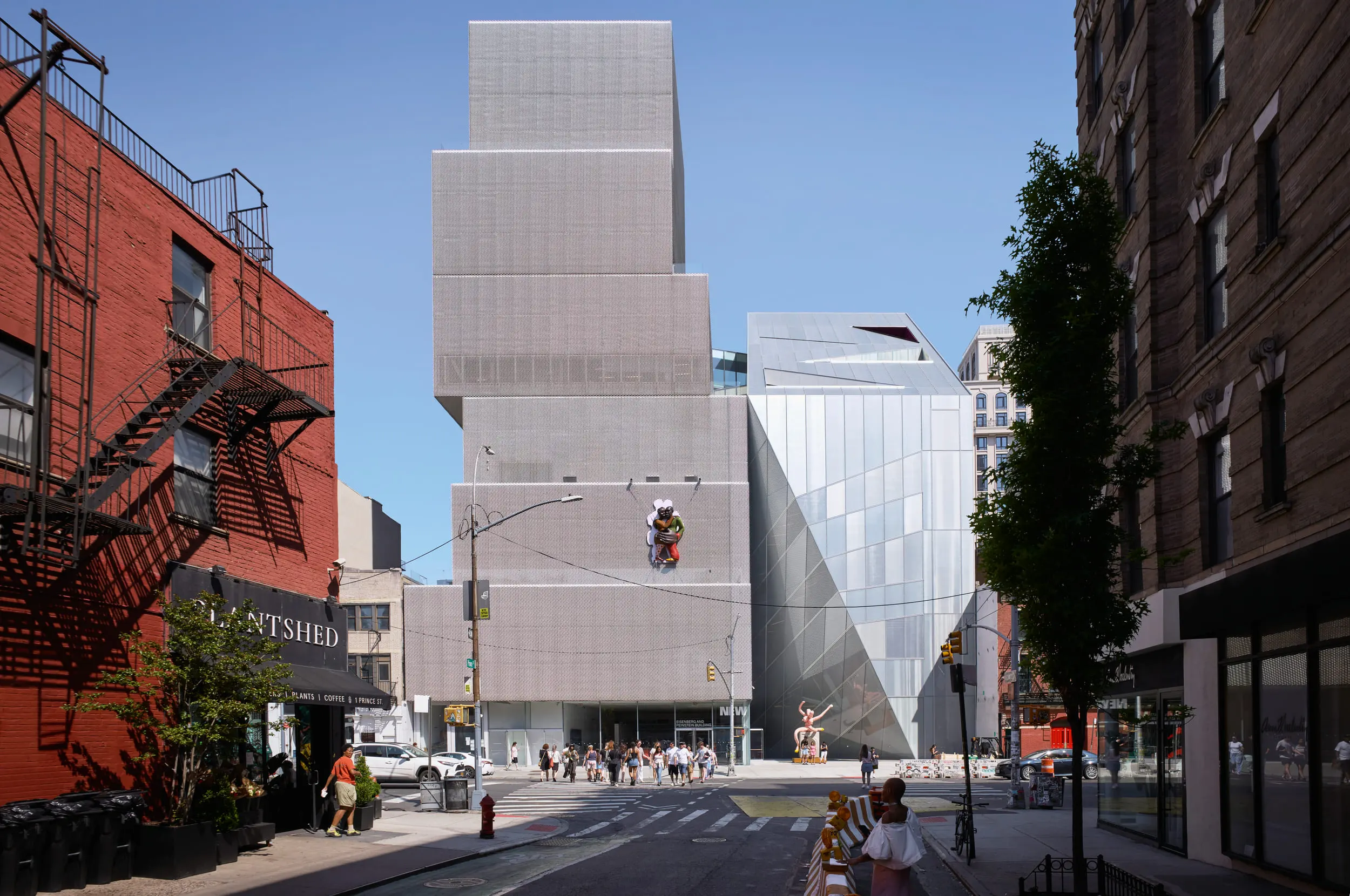 OMA New Museum Expansion on the Bowery in New York, showing the building’s street-facing facade and urban context. Photography Julien Lanoo