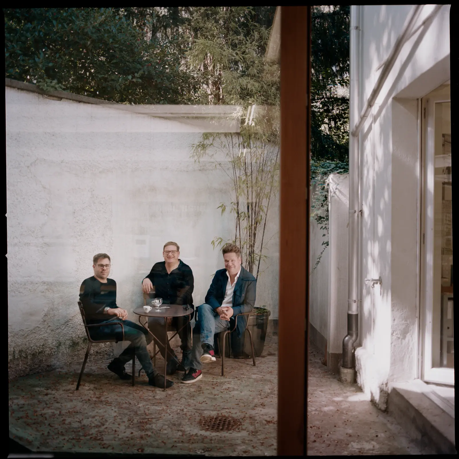 Tilo Herlach, Simon Hartmann and Simon Frommenwiler portrait in Basel, Switzerland, Photography Julien Lanoo