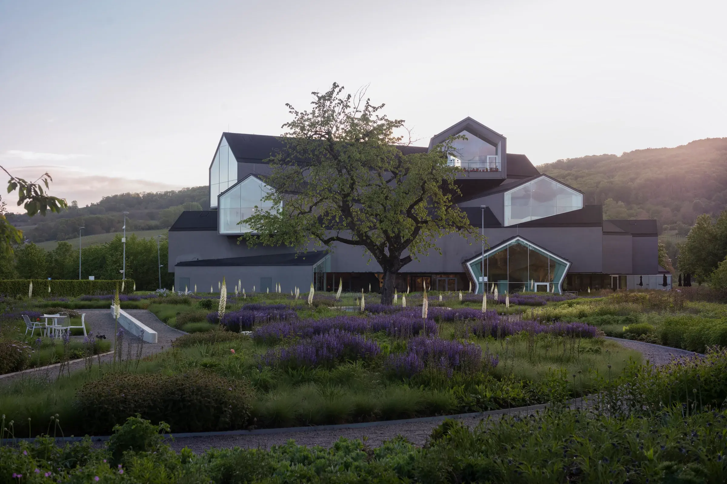 Vitra Campus in Weil am Rhein, Germany, with buildings by multiple architects, Photography Julien Lanoo