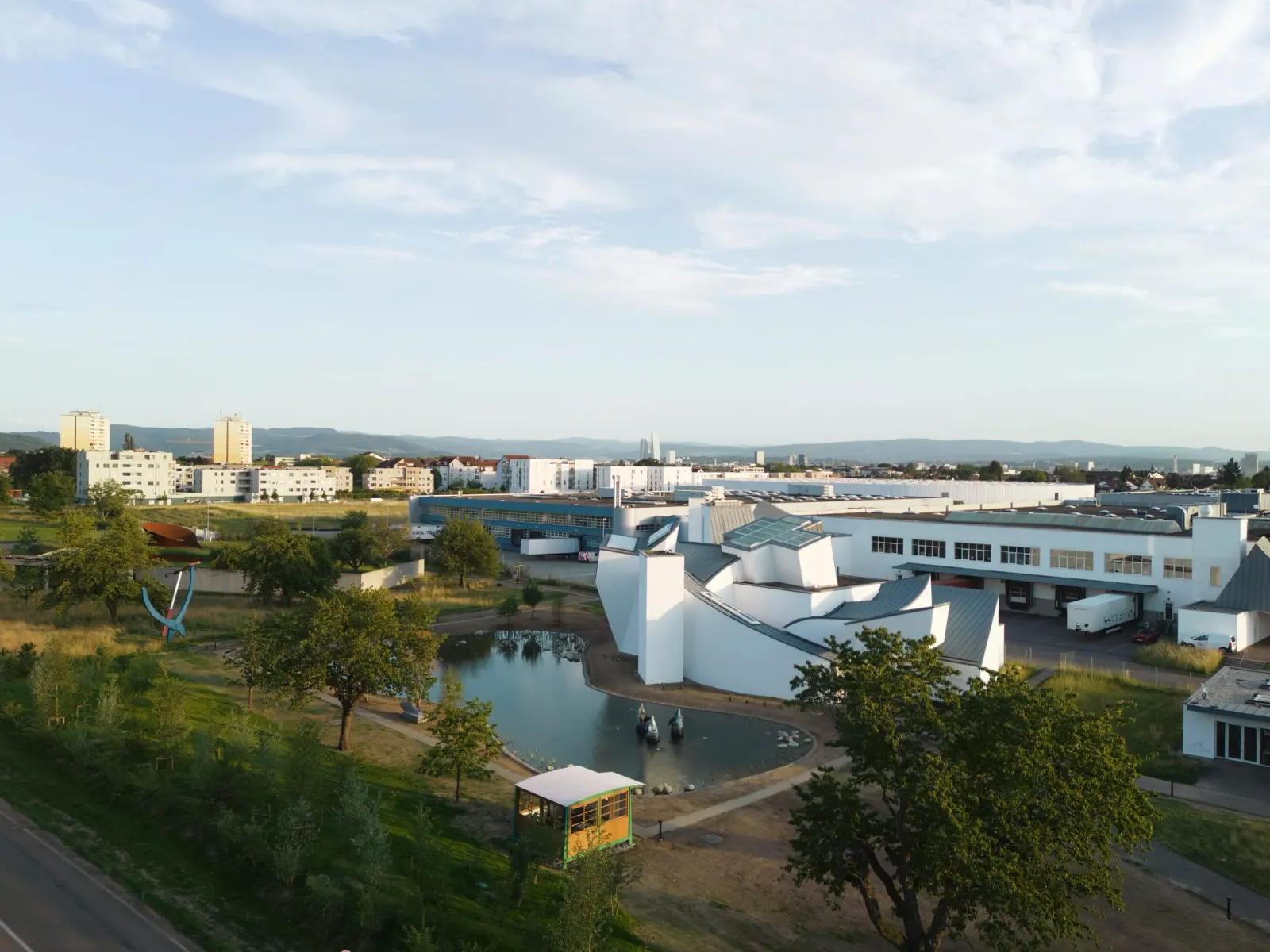 Water Garden pond and planted landscape on the Vitra Campus in Weil am Rhein, Germany